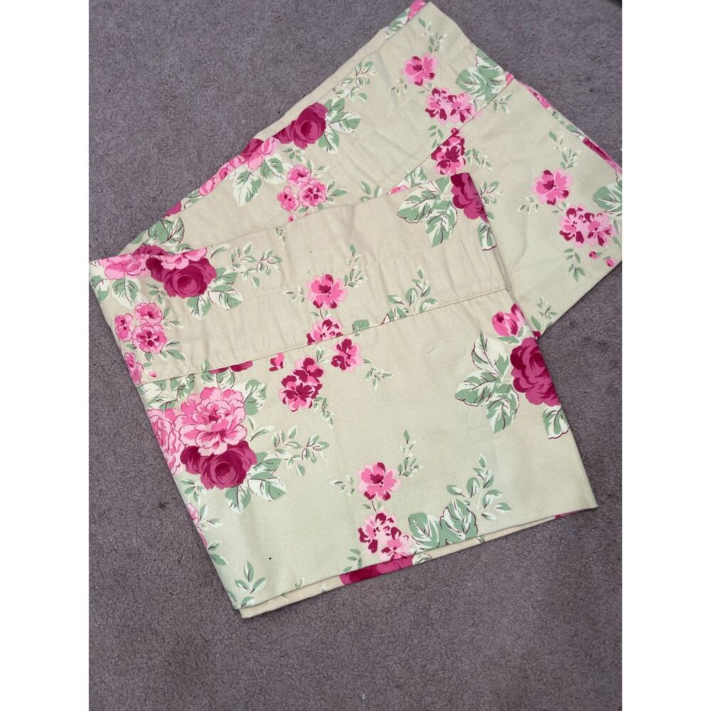 1 Laura Ashley Lifestyles Blouson Valance Yellow Coral Roses Cotton Country‎